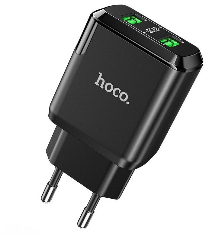 Зарядное устройство HOCO N6 Charmer 2*USB, 3A, черный