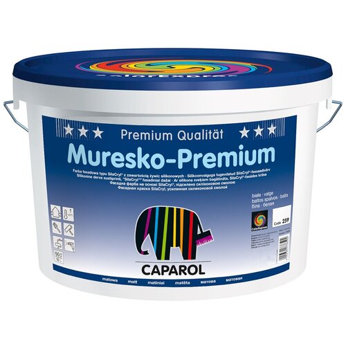 Краска фасадная Caparol Muresko-Premium база 1, белая, матовая (2,5л)