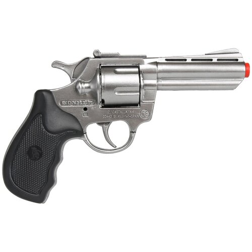 gonher металлическое испанское оружие ковбойский револьвер 8 пистонов цвет чёрный 88 6 Игрушка Револьвер Gonher Cobra-33 33/0, 16.5 см, серебристый