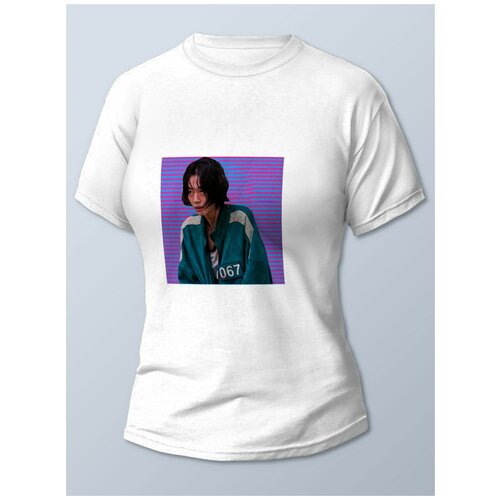 фото Футболка женская белая сериалы игра в кальмара (игра в кальмара, squid game) - 21793 brut-shop