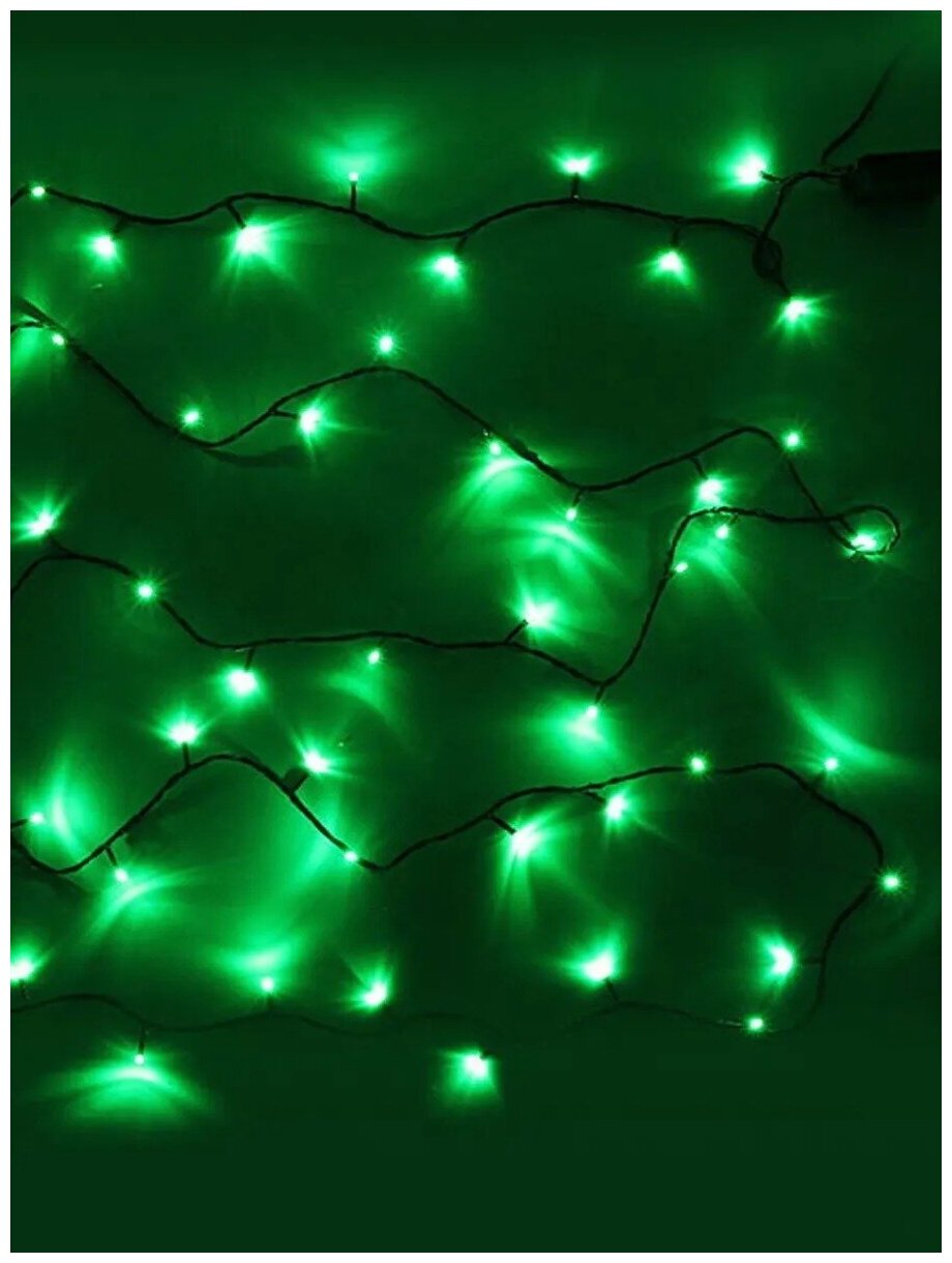 Гирлянда Нить, 50 LED зеленых ламп, 9м