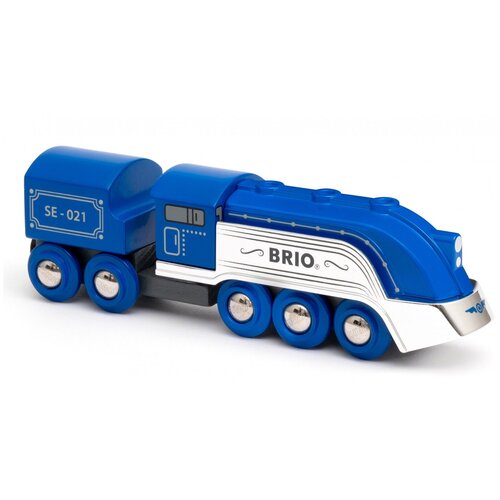 brio world 36009 grosse frachtlok mit waggon special edition 2022 brio world 36009 большой грузовой локомотив с вагоном специальный выпуск 2022 г Поезд Brio Special Edition синий с серебром (33642)