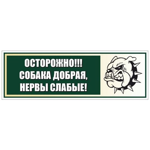 Информационная табличка Осторожно, злая собака 300х100 мм табличка злая собака 200х200мм пвх