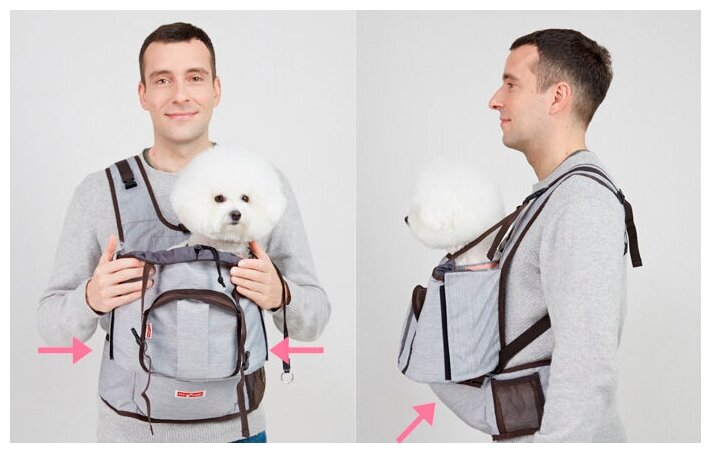 Рюкзак, сумка, слинг, переноска Sinbii для собак и кошек. Серый - фотография № 6