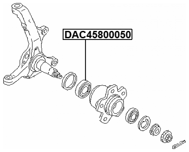 Подшипник ступичный передний Febest DAC45800050