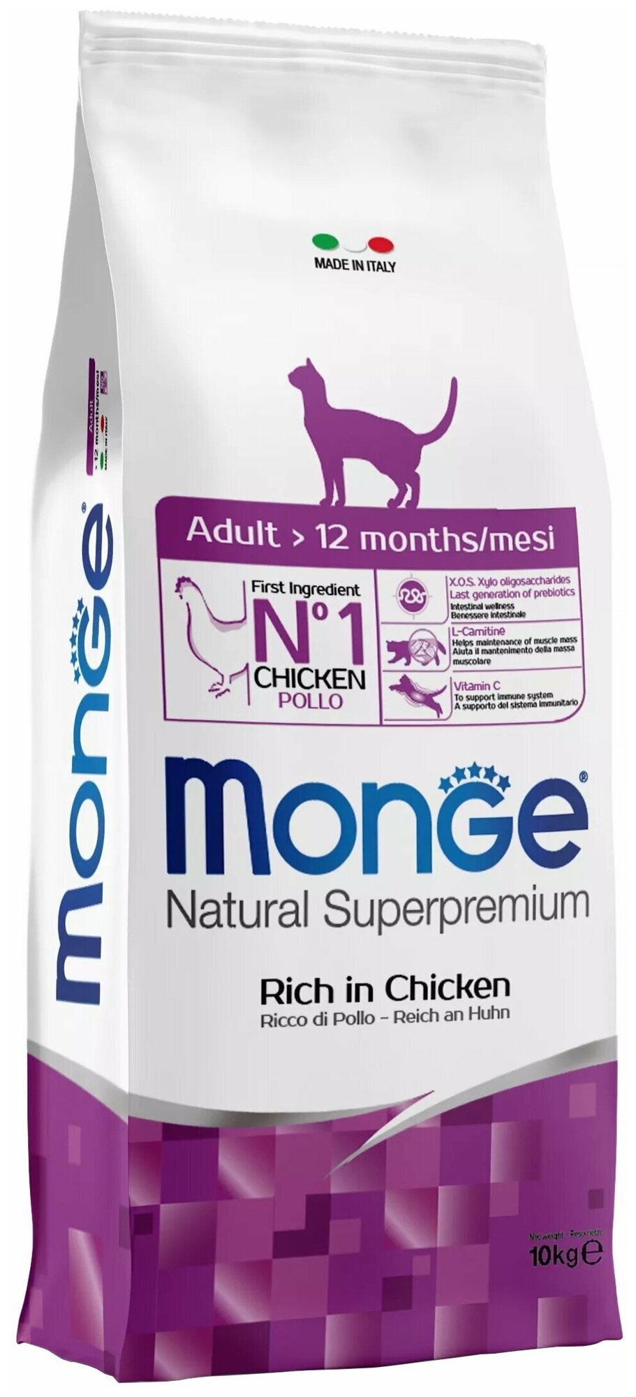 Сухой корм для кошек Monge Natural Superpremium, с курицей 10кг
