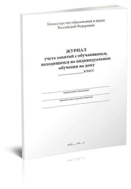 Журнал учета занятий с обучающимся, находящимся на индивидуальном обучении на дому, 60 стр, 1 журнал, А4 - ЦентрМаг