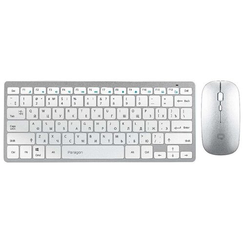Комплект беспроводной клавиатура+мышь Qumo Paragon 2 K15/M21, Wireless, Серебристый/Белый 24188