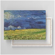 Картина на холсте с подрамником / Van Gogh / Ван Гог - Пшеничное поле под облачным небом