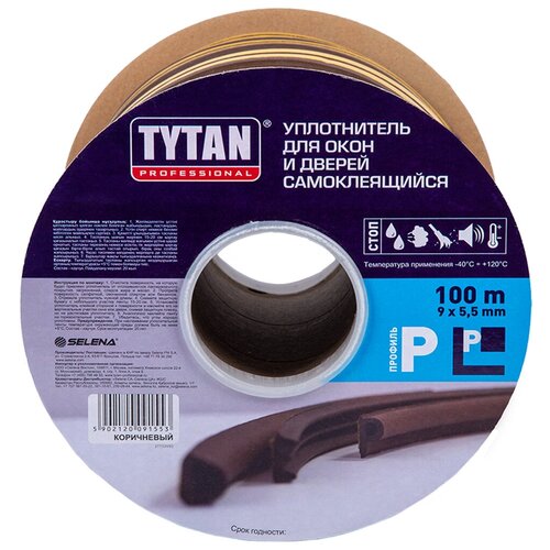 Уплотнитель P 9 Х 5,5 ММ белый бухта 100 М (1/8) TYTAN уплотнитель tytan professional p 100 м x 9 мм x 5 5 мм коричневый