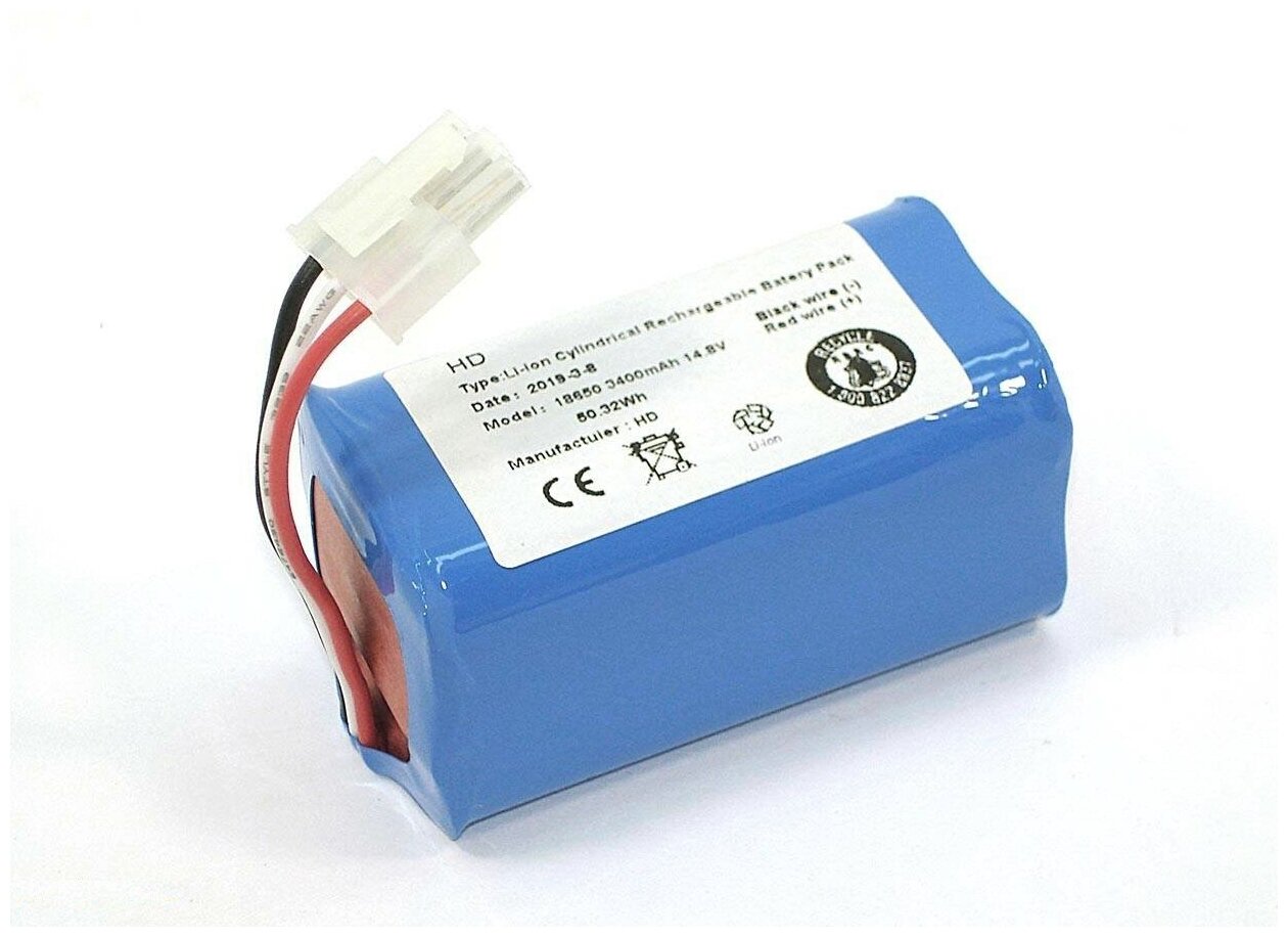 Аккумулятор для пылесоса iClebo Arte, Pop, Smart (EBKRWHCC00978). Li-ion, 3400mAh, 14.4-14.8V