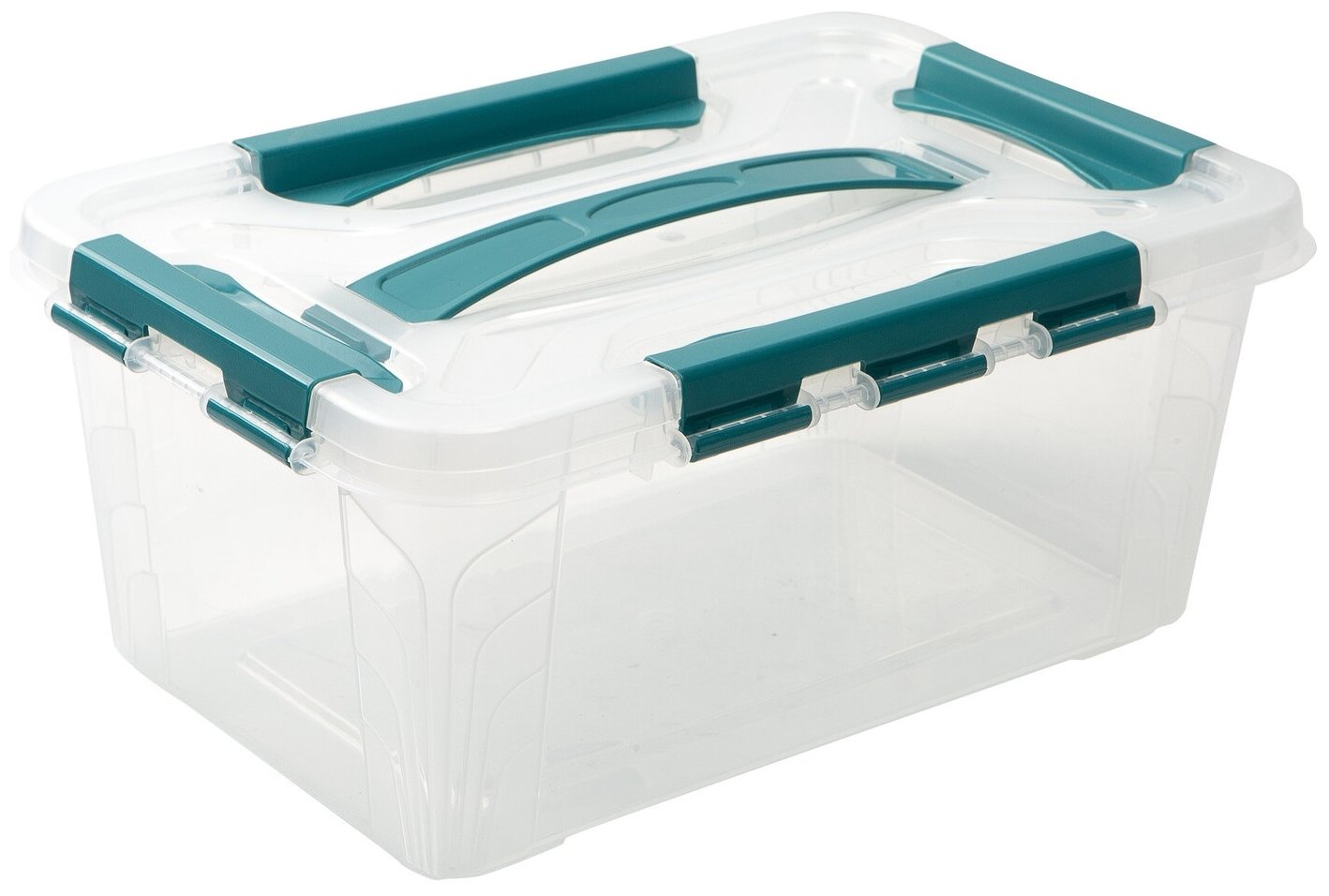 Ящик для хранения универсальный С замками И ручкой "GRAND BOX", 290х190х124ММ, 4,2Л (Голубой) - фотография № 2