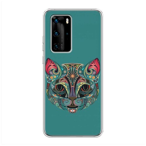 фото Силиконовый чехол "кот из узоров" на huawei p40 pro / хуавей п40 про case place