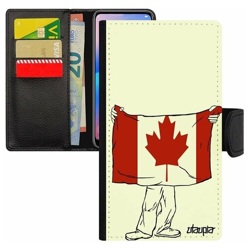 фото Чехол- книжка для мобильного apple iphone 7, "флаг канады с руками" государственный страна utaupia