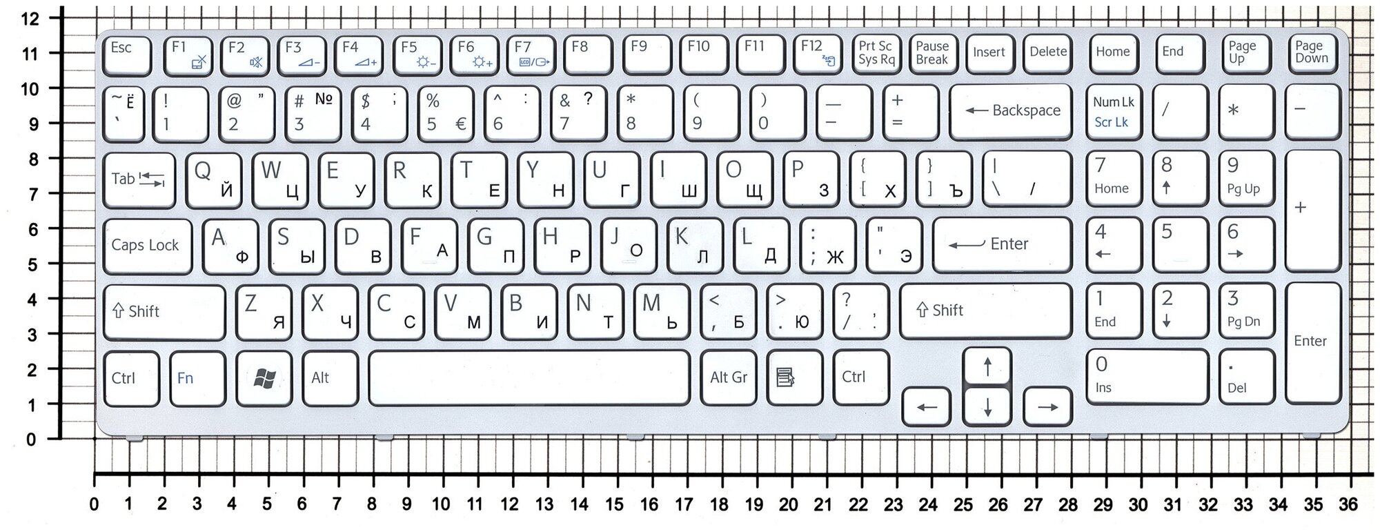 Клавиатура для ноутбука Sony Vaio SVE1713ACXBC белая с рамкой