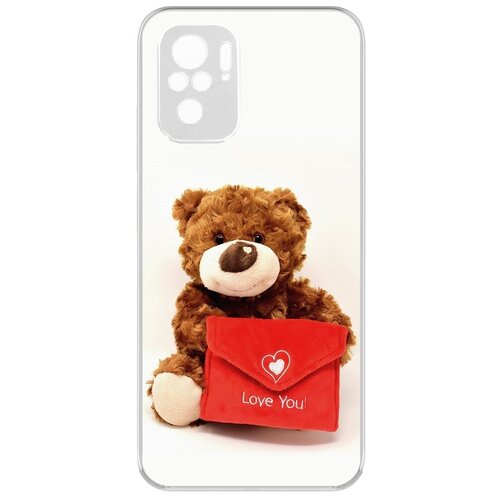 Чехол-накладка Krutoff Clear Case Женский день - Медвежонок тебя любит для Xiaomi Redmi Note 10/ Note 10S чехол накладка krutoff soft case женский день цветочная композиция для xiaomi redmi note 10 10s черный