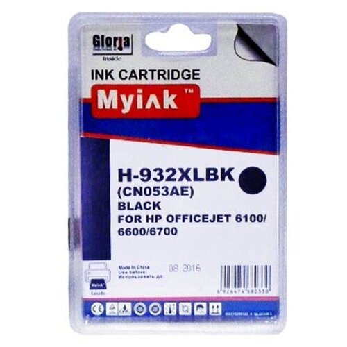 Картридж MyInk для HP Officejet 6100/6600/6700/7110/7510/7512/7610/7612 CN053AE Black (40 ml, Pigment) 932XL картридж myink для hp officejet 6100 6600 6700 7110 7510 7512 7610 7612 cn054ae cyan 14 ml pigment 933xl