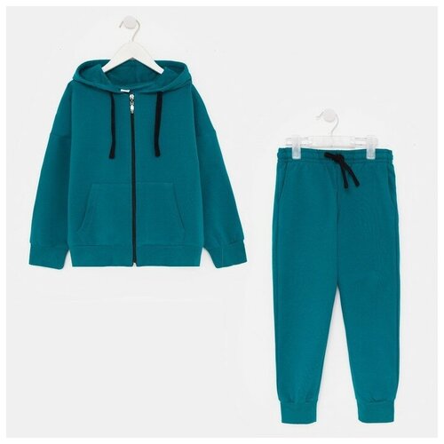 фото Костюм (брюки/толстовка) детский , цвет изумруд, рост 98 rusexpress