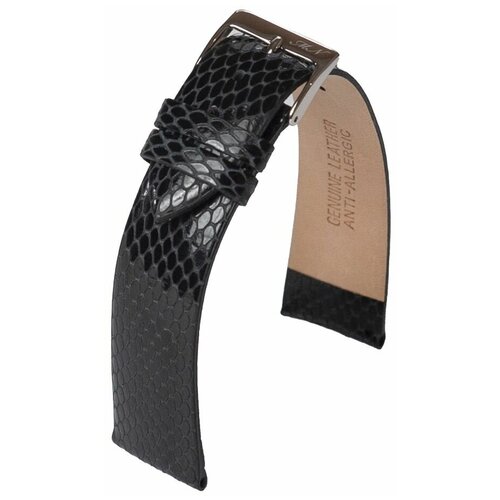 фото Mario notti ремень для часов "mario notti", s-07, 20 мм, черный, имитация кожи змеи, l