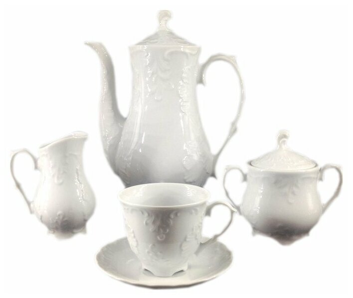 фото Кофейный сервиз на 6 персон 15 предметов Cmielow "Рококо /Без декора" (170 мл) / 111577