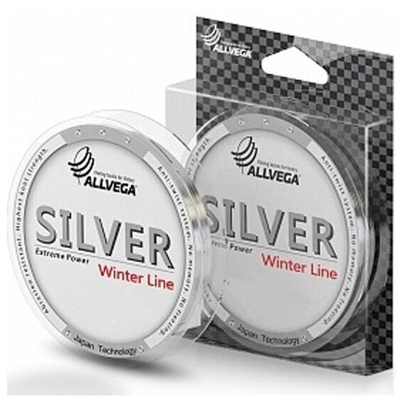 Леска монофильная зимняя Allvega "Silver" 0.22мм (50м) (6, 28кг) (серебристая)