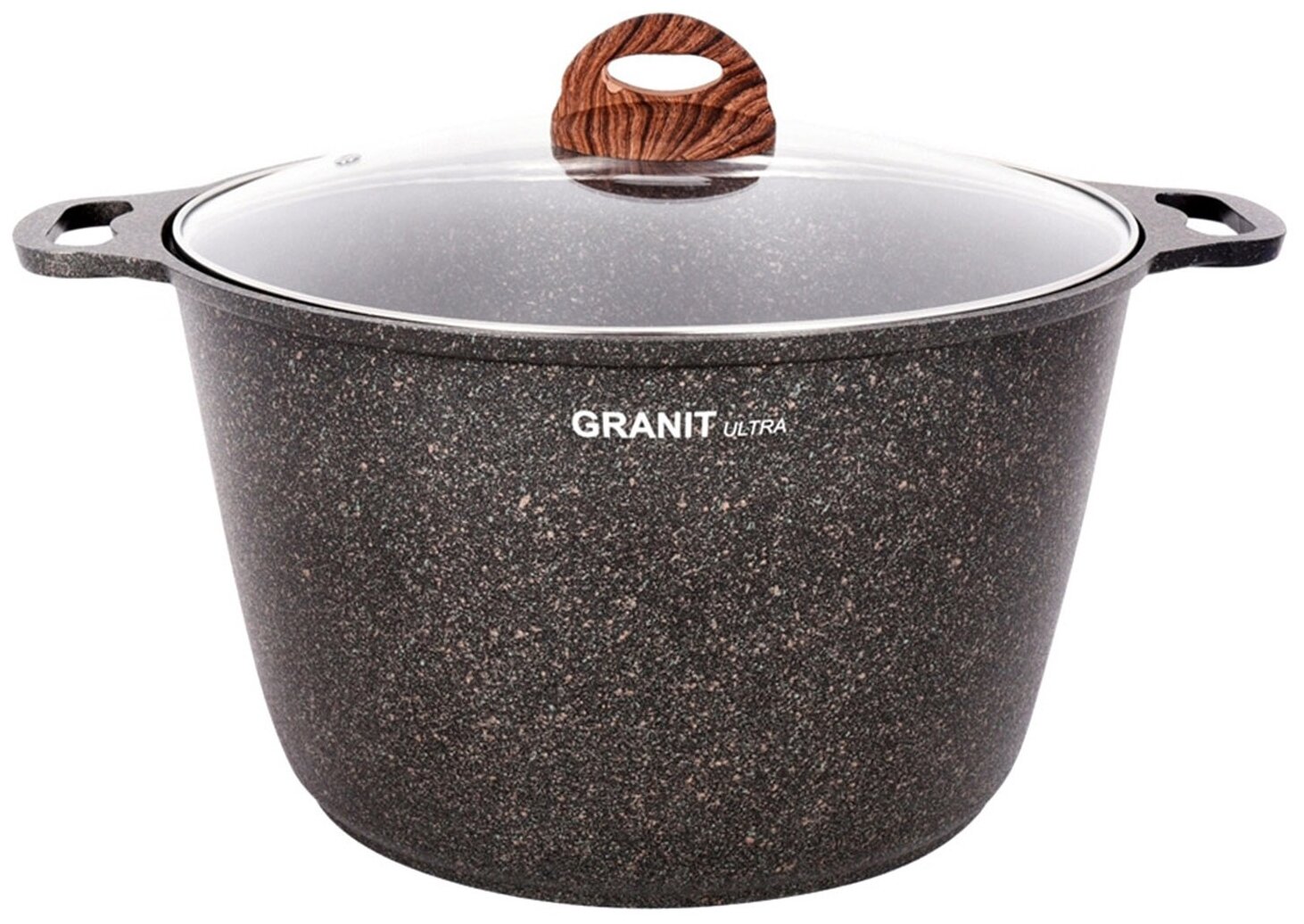 Кастрюля Granit ultra, 10 л, стеклянная крышка, антипригарное покрытие, цвет коричневый