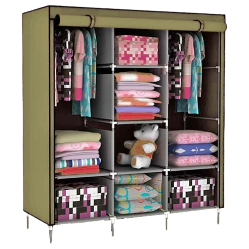 Складной каркасный тканевый шкаф STORAGE WARDROBE 175*130*45 см черный