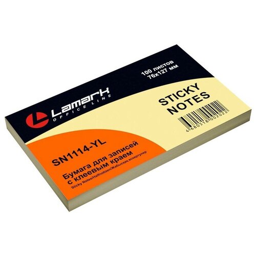 Блок с липким краем Lamark Pastel, 127 × 76 мм, 100 листов, жёлтый
