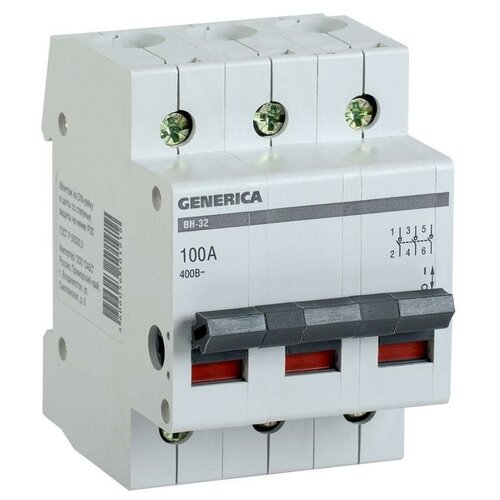 Выключатель нагрузки (мини-рубильник) Generica 3п ВН-32 100А, MNV15-3-100