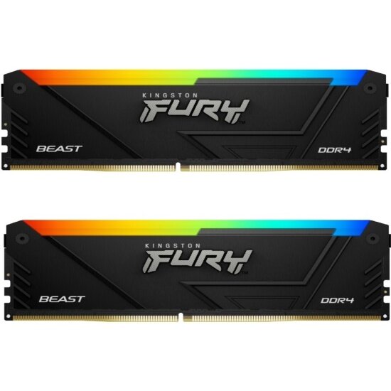 Оперативная память Kingston DDR4 32Gb (2x16Gb) 3200MHz PC-25600 CL16 1.35V Fury Beast RGB RTL (KF432C16BB2AK2/32)