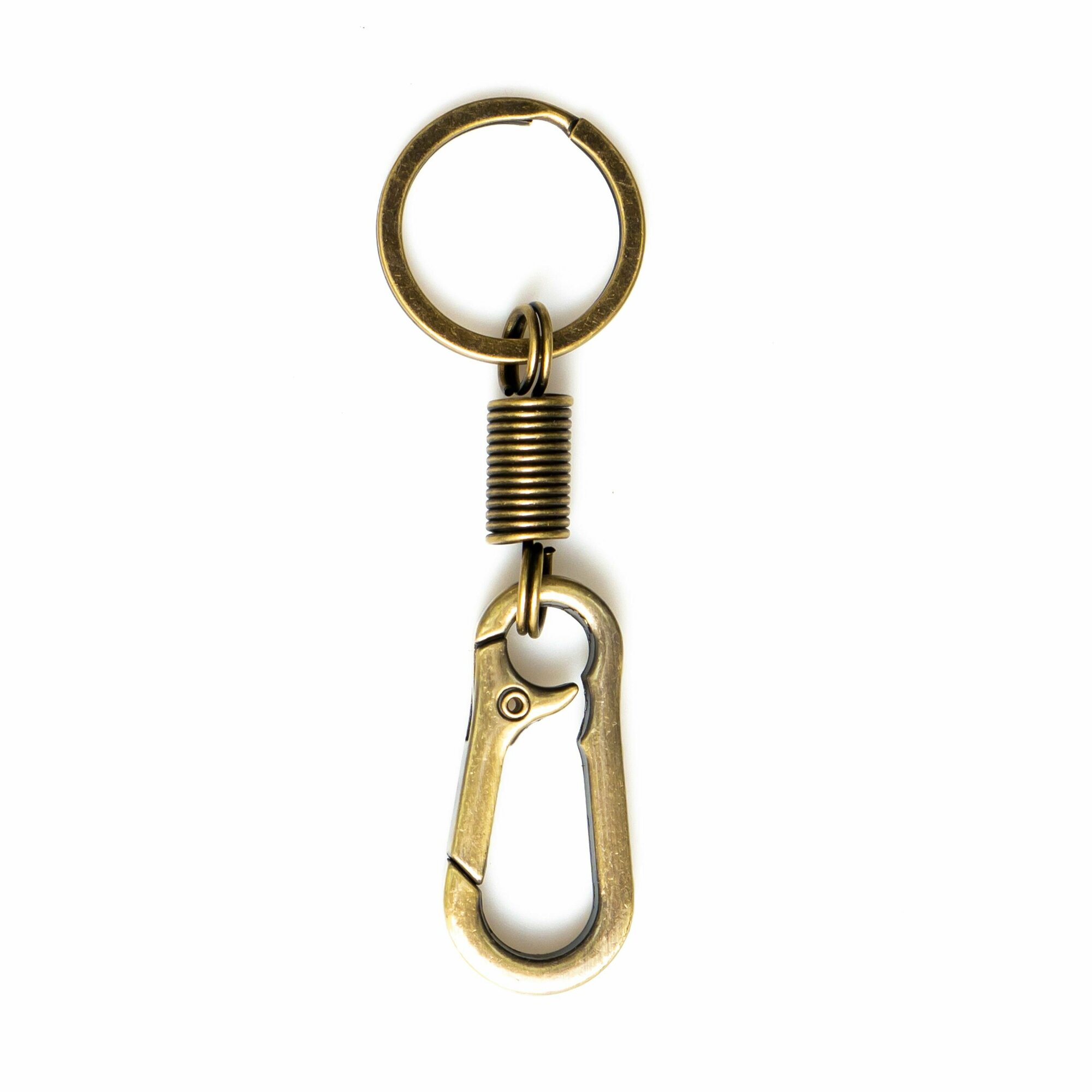фото Брелок Карабин с пружиной цвет латунь