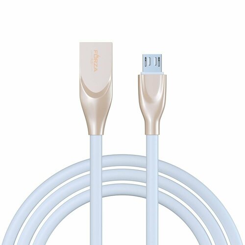 FORZA Кабель для зарядки Flat White Micro USB, 1м, 2А, белый, пакет