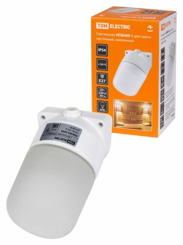 Светильник Tdm Electric НПБ400-1 для сауны настенный, наклонный, IP54, 60 Вт, белый, SQ0303-0049