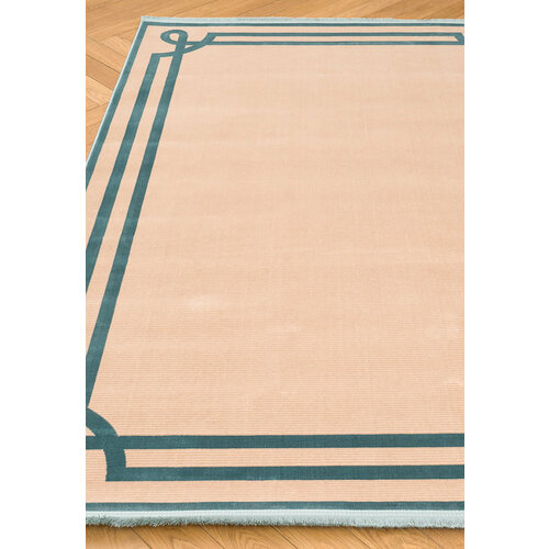 Ковер на пол 1,5 на 2,25 м в спальню, гостиную, бежевый, бирюзовый Monaco 1115