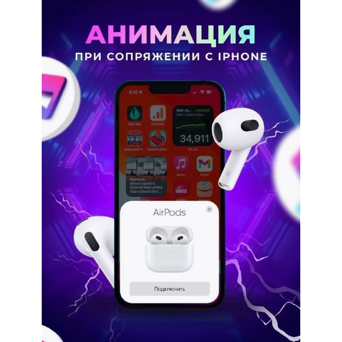 11Беспроводные наушники AlR Pods 3 Lux Bluetooth с микрофоном шумоподавлением в кейсе для телефона Iphone Android 380000₽