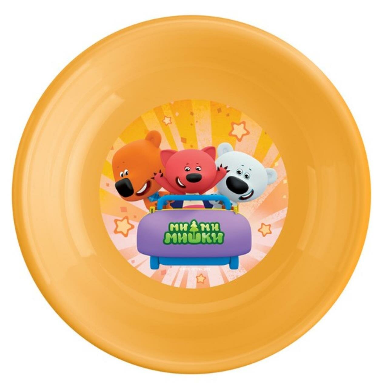 Тарелка глубокая детская с декором "Ми-Ми-Мишки", цвет: оранжевый, 18,6x18,6x4,4 см