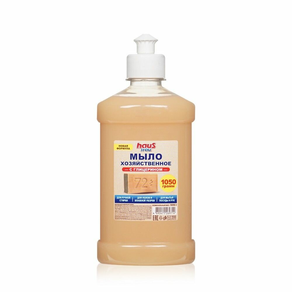 фото Жидкое мыло Haus Frau хозяйственное универсальное густое 72% 1 литр