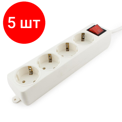 удлинитель electraline 4р с выключателем h07rn f 3x1 5 4м 16а 62085 Комплект 5 штук, Удлинитель Гарнизон 4р 16А 5м с выкл. и заземлением, белый(ELB-G4-W-5)