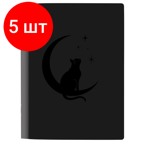 Комплект 5 штук, Тетрадь общая, Attache Selection Кошка 165x220 мм 48л. клетка скрепка