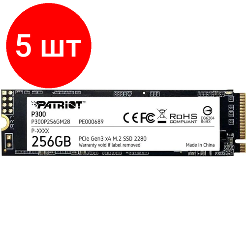 Комплект 5 штук SSD накопитель Patriot M2 2280 256Gb P300 PCI-E 30 x4P300P256GM28 1822700₽