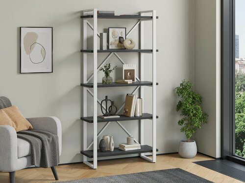 Изображение товара Стеллаж металлический Айсберг Лофт 80х182-2 с полками белый/северное дерево темное