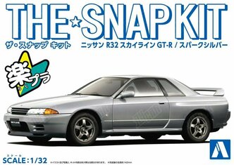 Сборная модель Nissan R32 Skyline GT-R (Spark Silver) в масштабе 1/32, сборка без клея и покраски! The Snap Kit Aoshima 06356