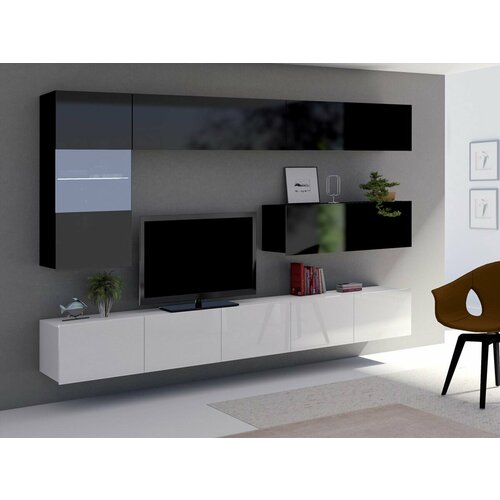 Стенка в гостиную Верона 11 255х200х42 белый черный 61580₽