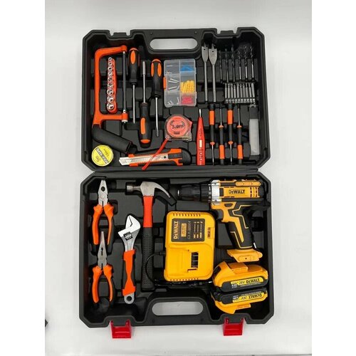 Аккумуляторный шуруповерт 28V с набором инструментов и двумя аккумуляторами 6900₽