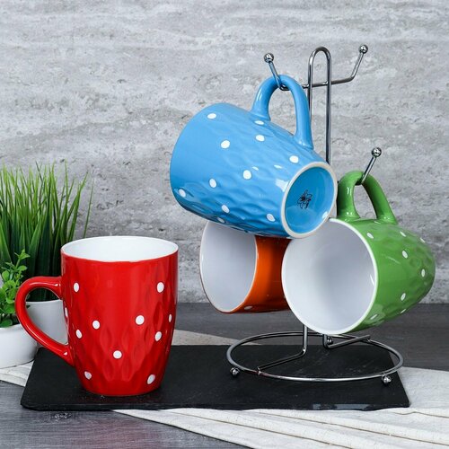 Кружки 4 штуки на металлическом стенде 400 мл Горох 1191₽