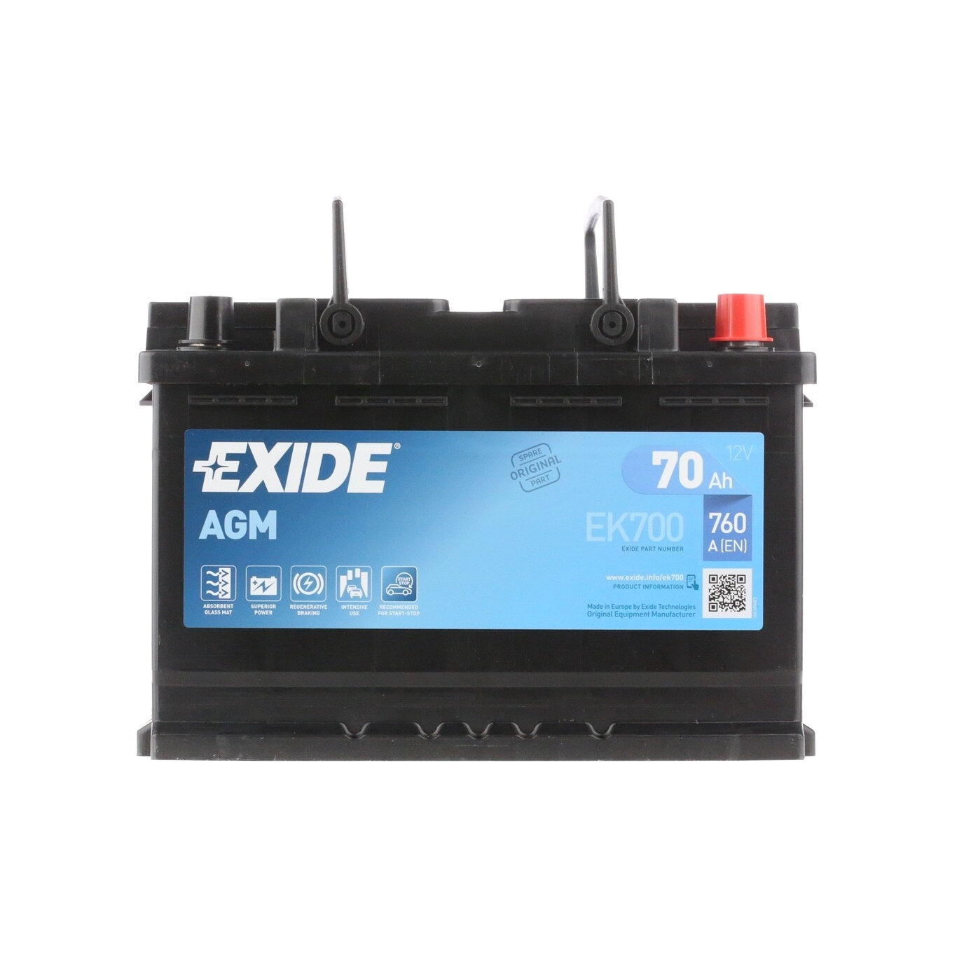 Стартерная аккумуляторная батарея, EXIDE EK700 (1 шт.)