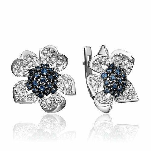Серьги PLATINA белое золото 585 проба родирование фианит белый 55557₽