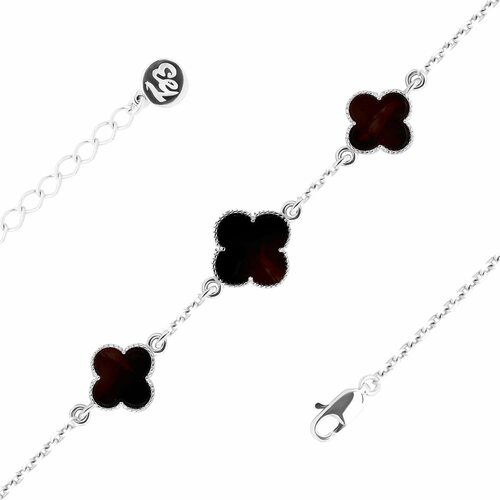 Браслет Балтийское золото серебро 925 проба родирование янтарь длина 17 см серебристый 3430₽