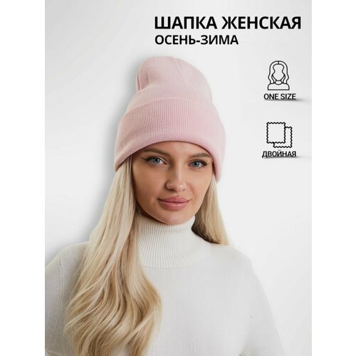 фото Шапка бини faiz для мужчин и женщин, размер onesize, розовая