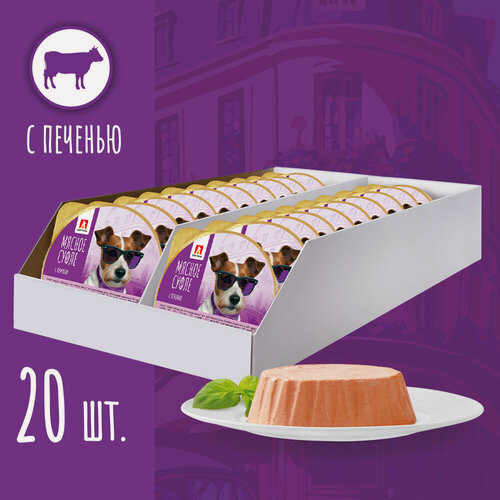 Изображение товара Корм влажный для взрослых собак Зоогурман Мясное Суфле, с Печенью, ламистер 100 гр x 20 шт.